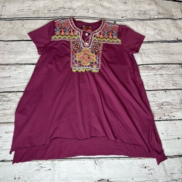 Johnny Was Tops - NWT Johnny Was Embroidered Tamia Boho Drape Top Size M